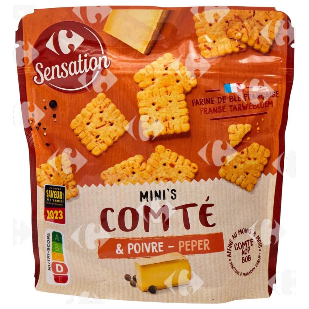 [704764] Biscuits Apéritif Comté & Poivre Carrefour Sensation 100g