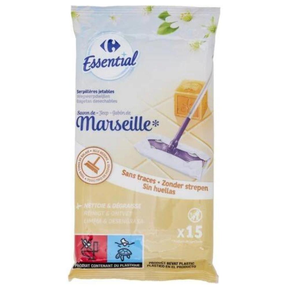 Serpillères Jetables Savon de Marseille Carrefour Essential 15 unités