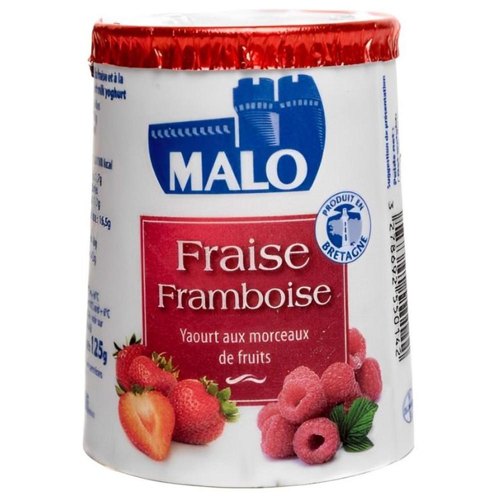 Yaourt Fraise Framboise Malo 125g.