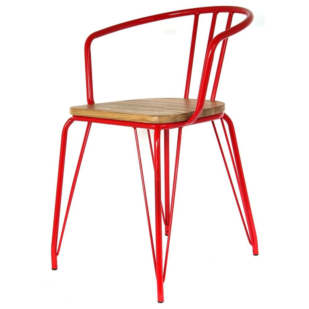 Chaise Rouge en Métal et Bois.