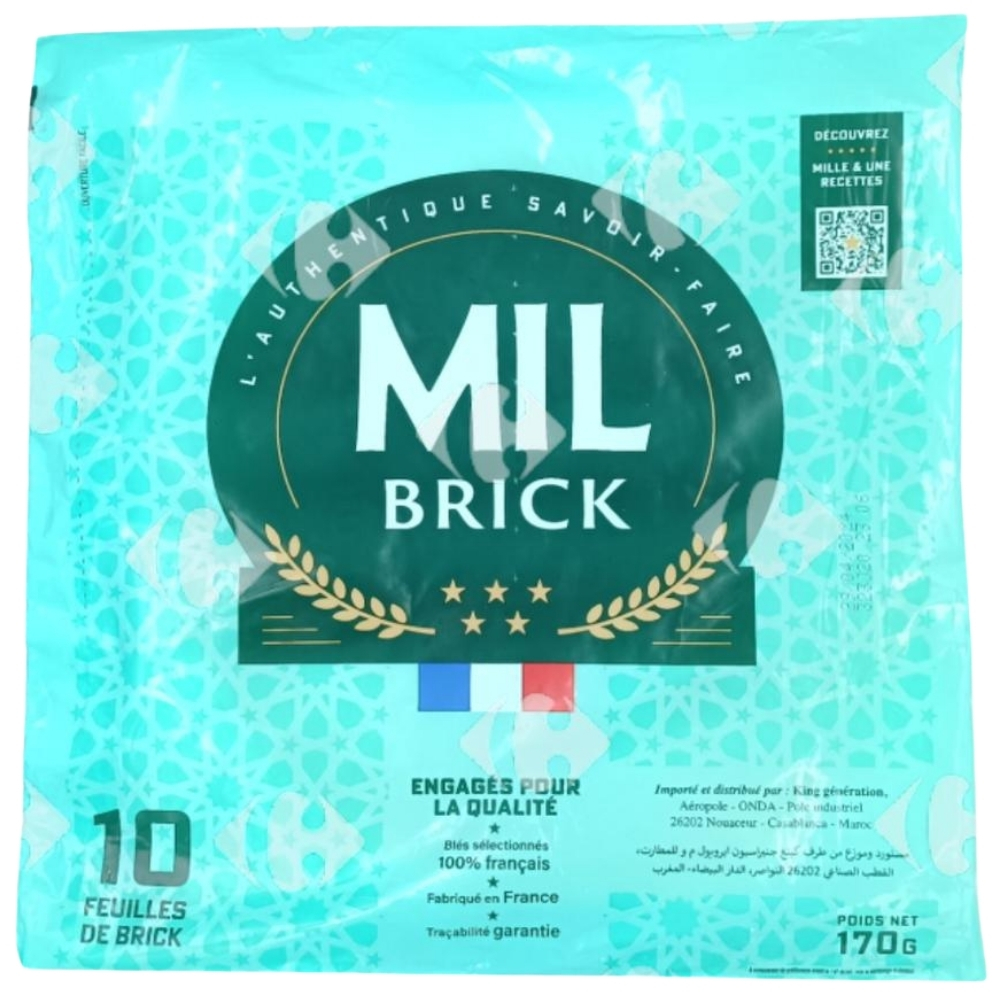 Feuille de Brick Mil Brick 170g 10 unités.