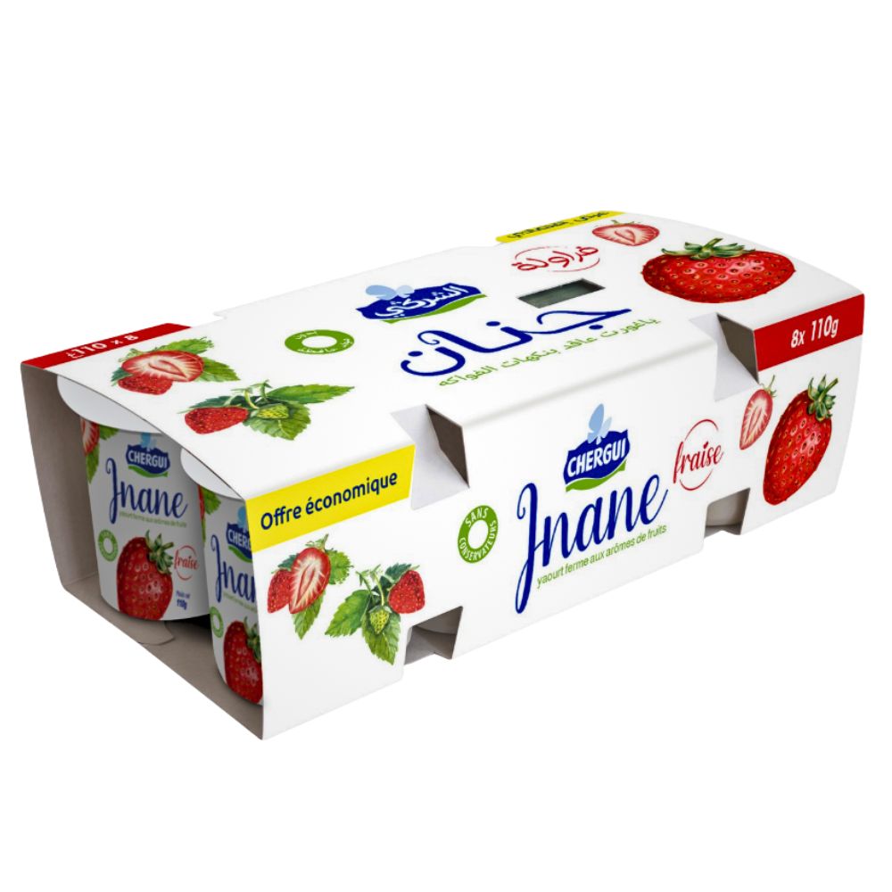 Pack Yaourt à La Cuillère Éco Fraise Jnane Chergui 8 unités 110g