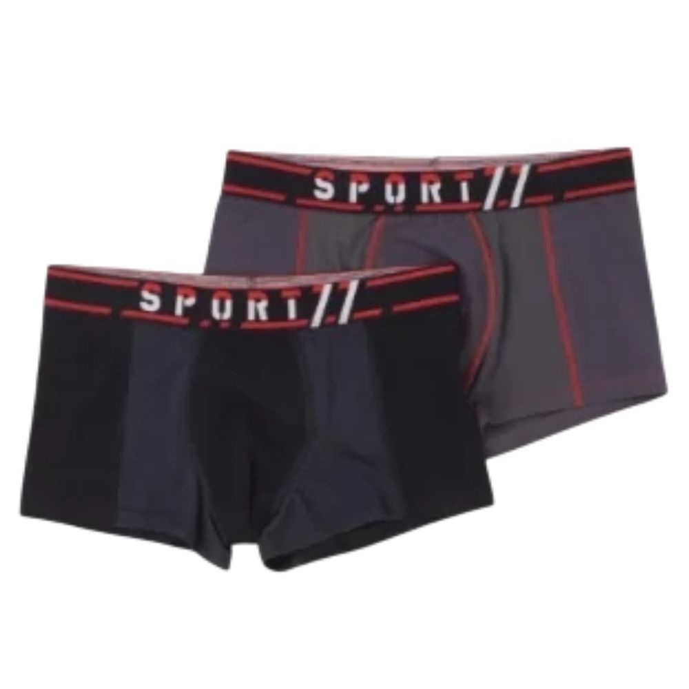 [690336] Lot 2 Boxers Homme Sport Noir