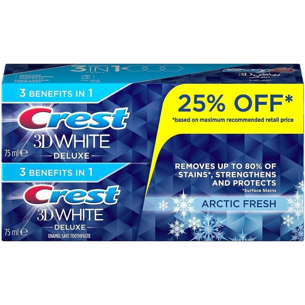 Pack Dentifrice 3D White Arctic Fresh Crest 2x75ml