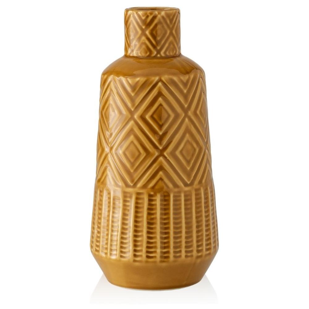 [716241] Vase en porcelaine Orne Jaune Kasa 12cm