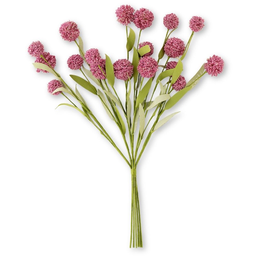 Tige Artificielle Fleurs Boule Rose Kasa 40cm