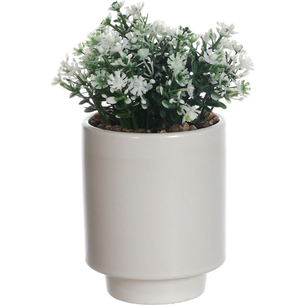 Pot Céramique Blanc Plante Artificielle Kasa 13x7cm