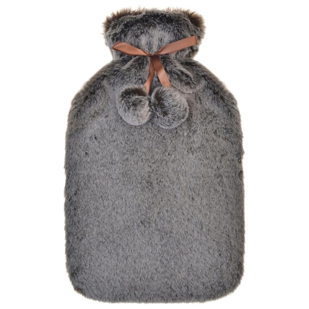 Bouillotte à Pompon avec Housse Grise Kasa 0,75L