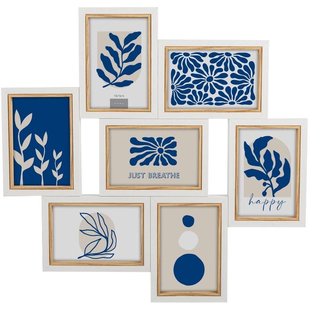 Cadre Pour 7 Photos en Bois Blanc Kasa 47x46cm