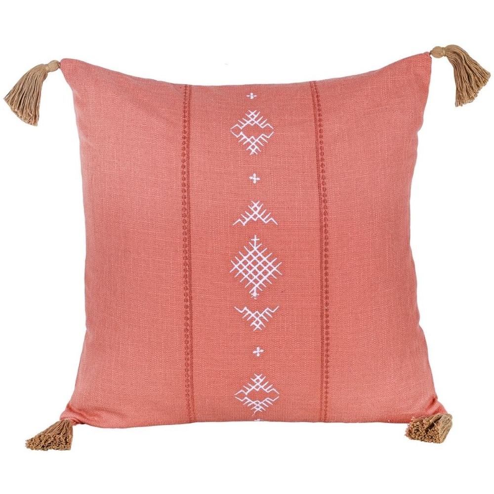 [716335] Coussin Carré Brode Terracotta Kasa 45x45cm 