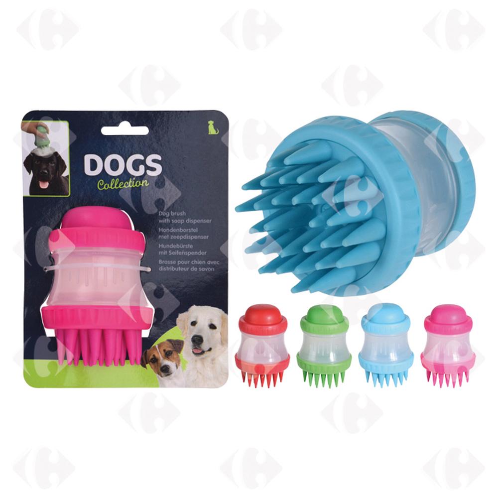 [660707] Brosse pour Chien avec Distributeur de Savon (couleur aléatoire)
