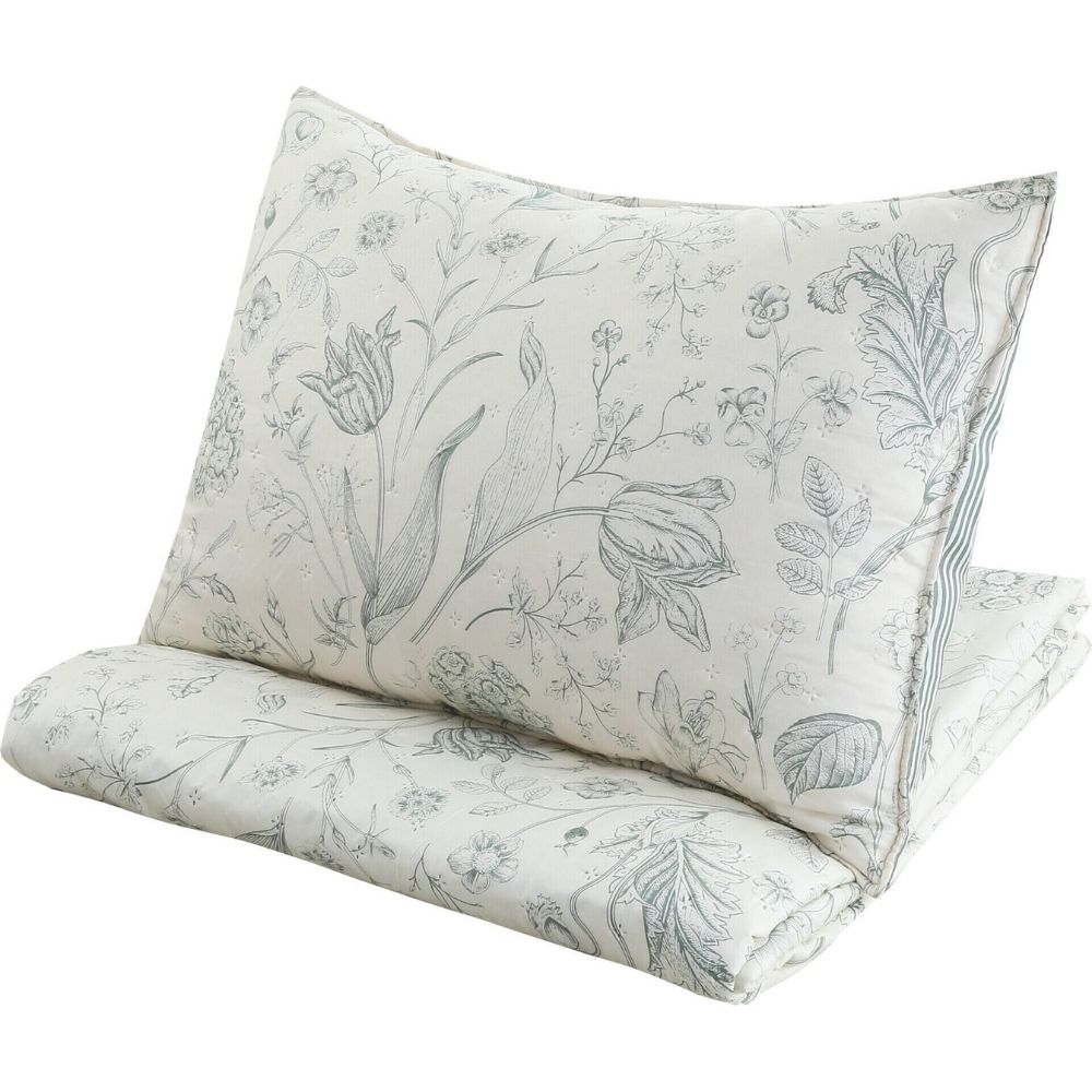 [731331] Couvre-Lit Décoratif Feuille Verte Kasa 160x220cm