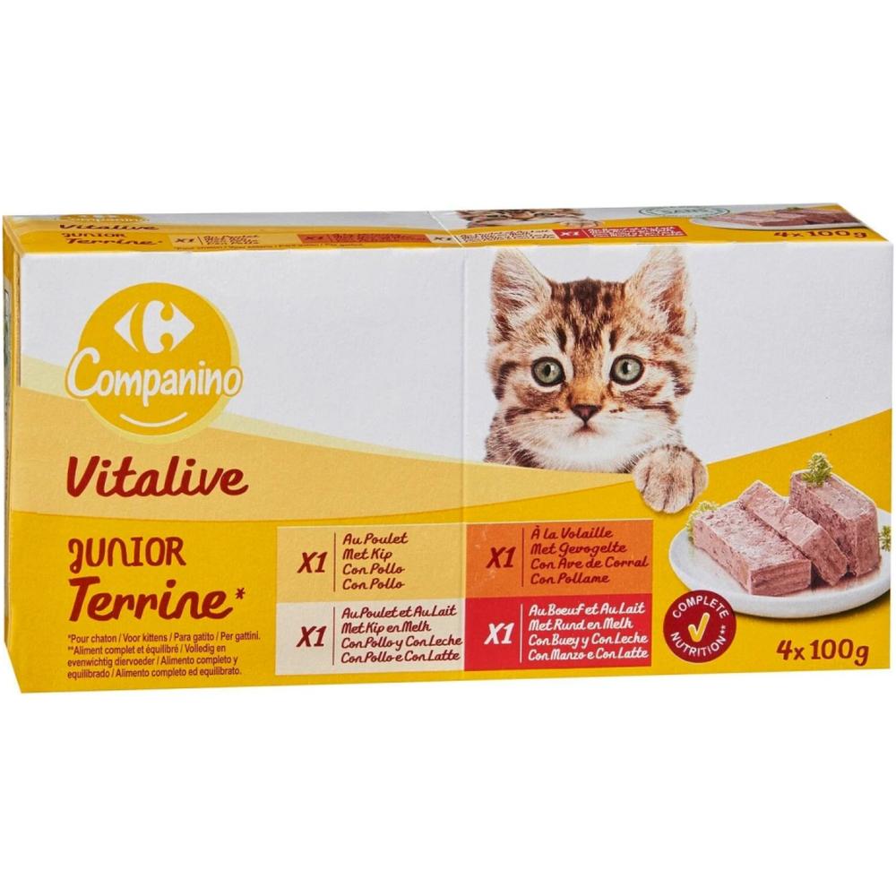 [508016] Pâtées 4 Variétés de Pâtée pour Chats Juniors Carrefour 4x100g