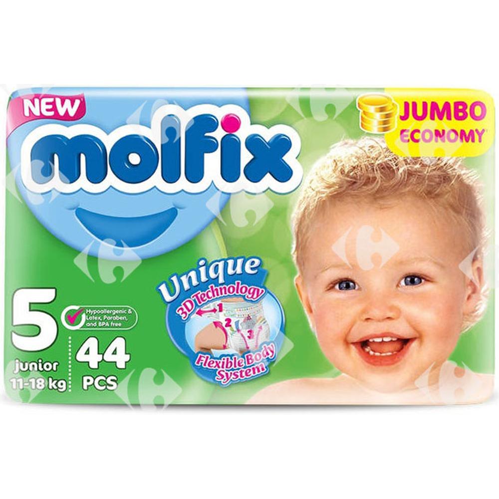 Couches Taille 5 Junior Jumbo Pack Molfix 44 unités