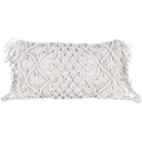 Coussin Rectangulaire Écru en Macramé à Franges Kasa 30x50cm