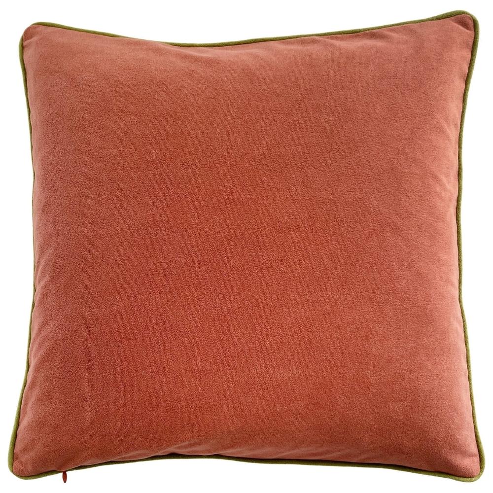 [721818] Coussin Carré Rouge Bordure Velours Kasa 45x45 cm