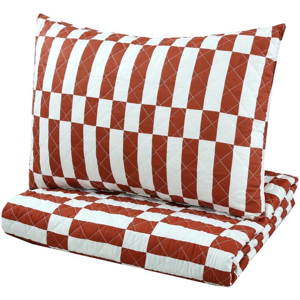 [710563] Couverture Quilt Décorative Terracotta Rectangles