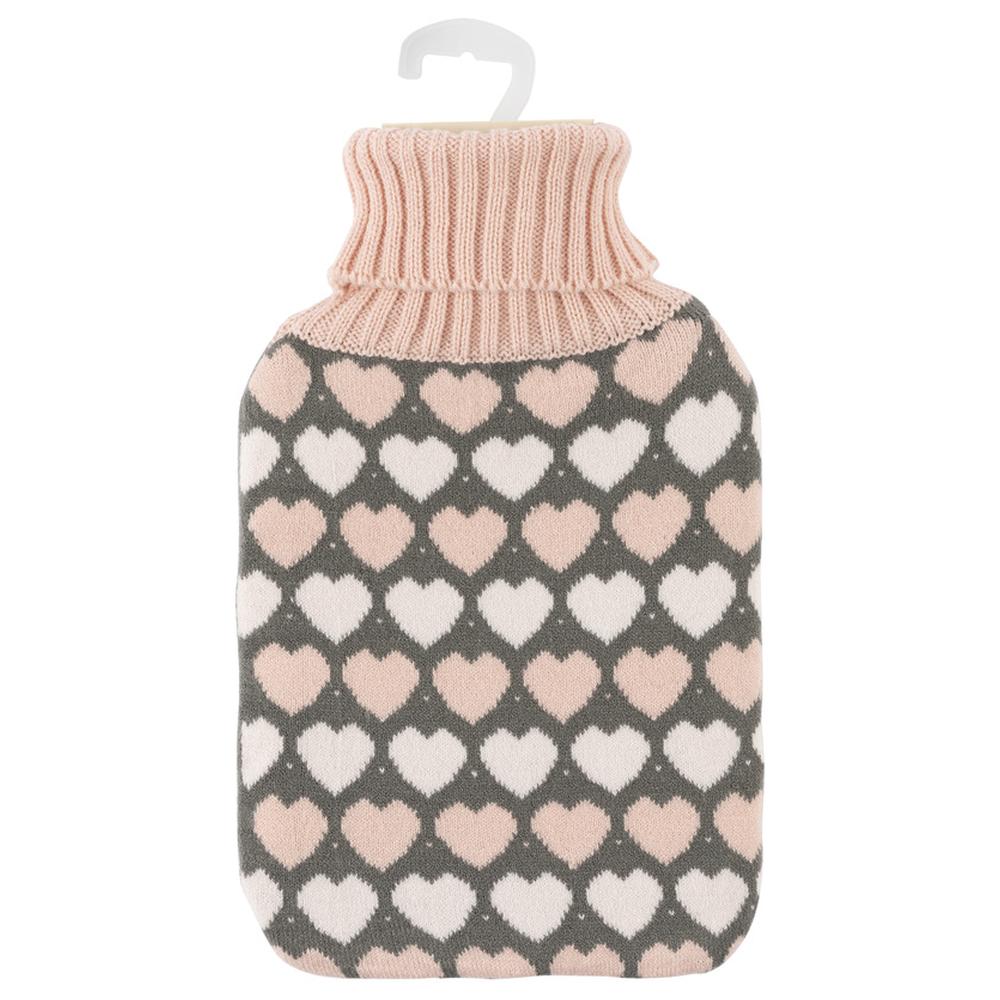 [711468] Bouillotte avec Housse Maille Coeur Rose Kasa 2L