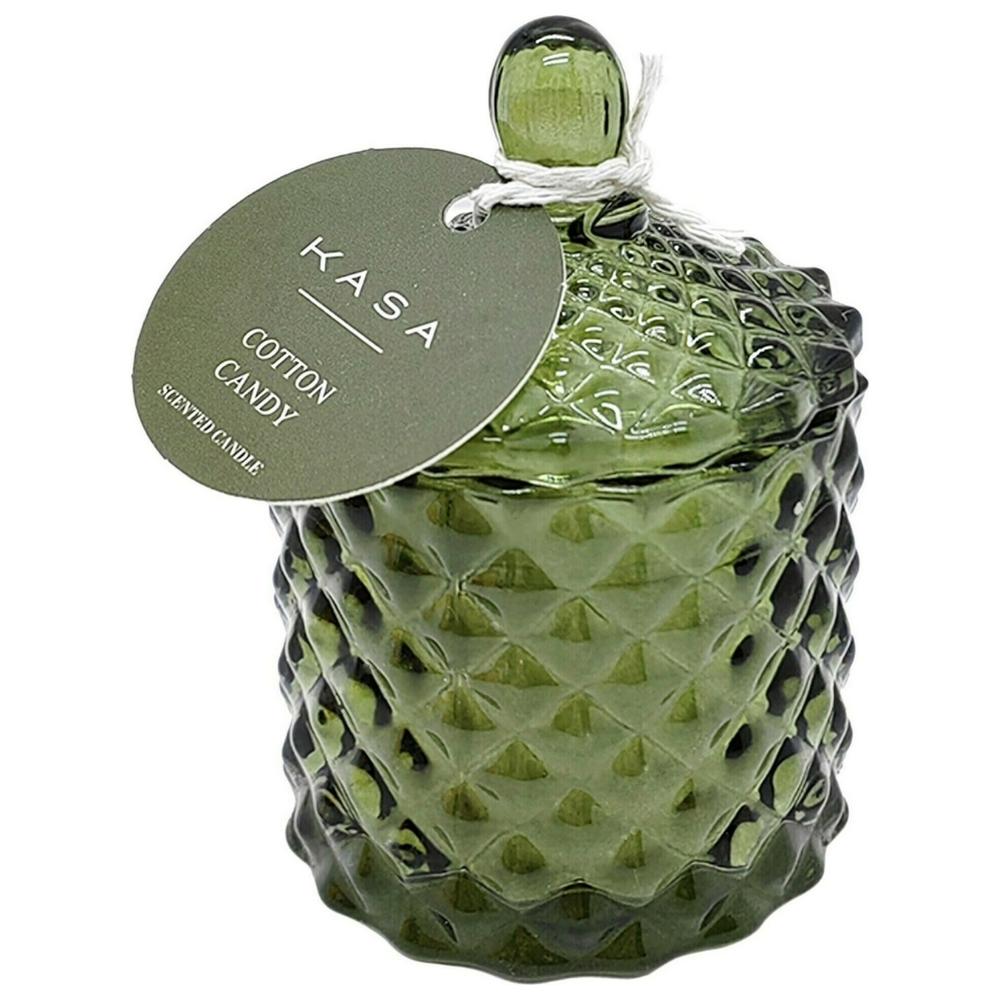 [722116] Bougie en Verre avec Couvercle Vert Cotton Candy Kasa 9 cm