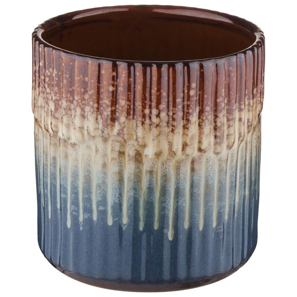 [722714] Vase en Céramique Dégradé Bleu Beige et Orange Kasa 13 cm