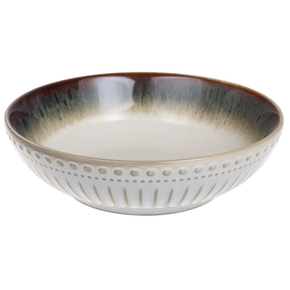 [730500] Assiette Creuse Kasa en Porcelaine Blanche Côtelé 18cm