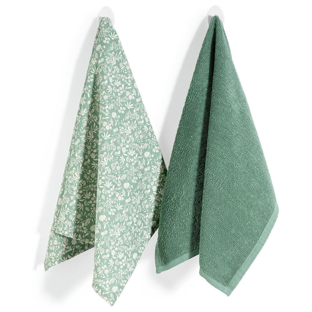 Set 2 Torchons Cottage Vert 40x60cm