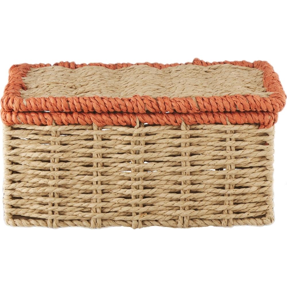 [722153] Box Rectangulaire en Métal et Jute avec Bord Orange Kasa 16x26x11 cm