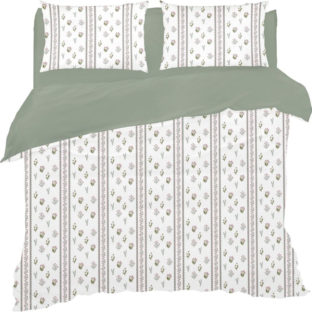 [731276] Set de Draps Microfibre Beige Fleur Kasa 260x280cm