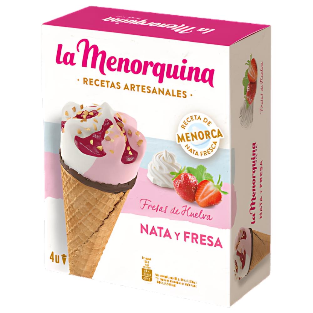 [714621] Cornets aux Fraises Crème La Menorquina 4x65ml