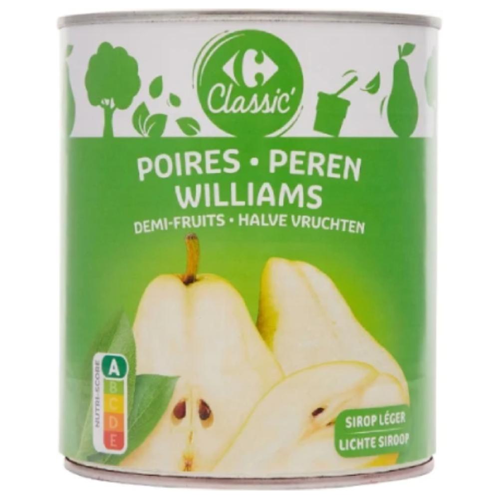 [644148] Conserve Fruits Sirop Poires Williams Demi-Fruits Carrefour 455g