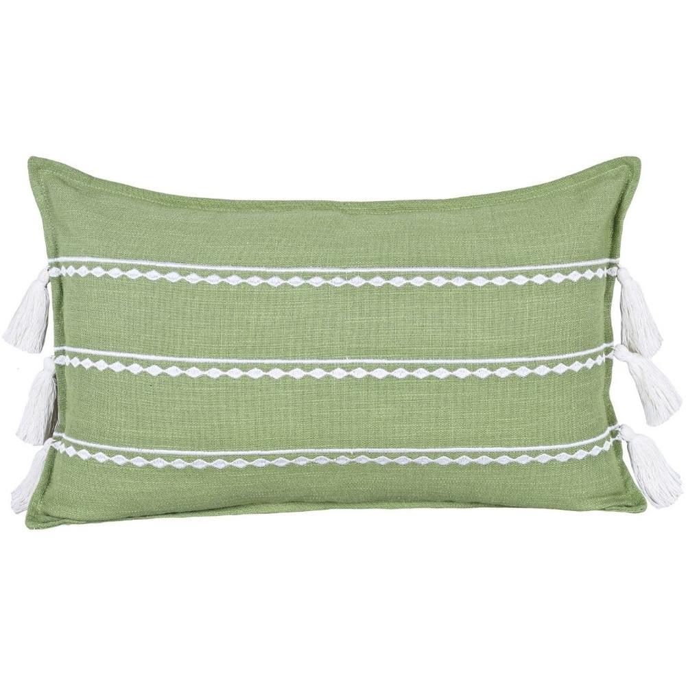 Coussin Rectangulaire Brodé Rayures Blanches Kasa 30x50cm