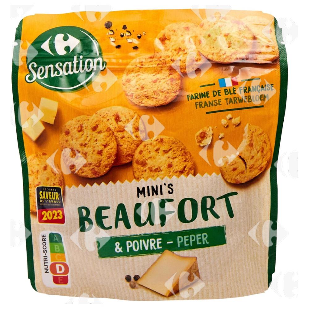 [704760] Biscuits Apéritif Beaufort & Poivre Carrefour Sensation 100g