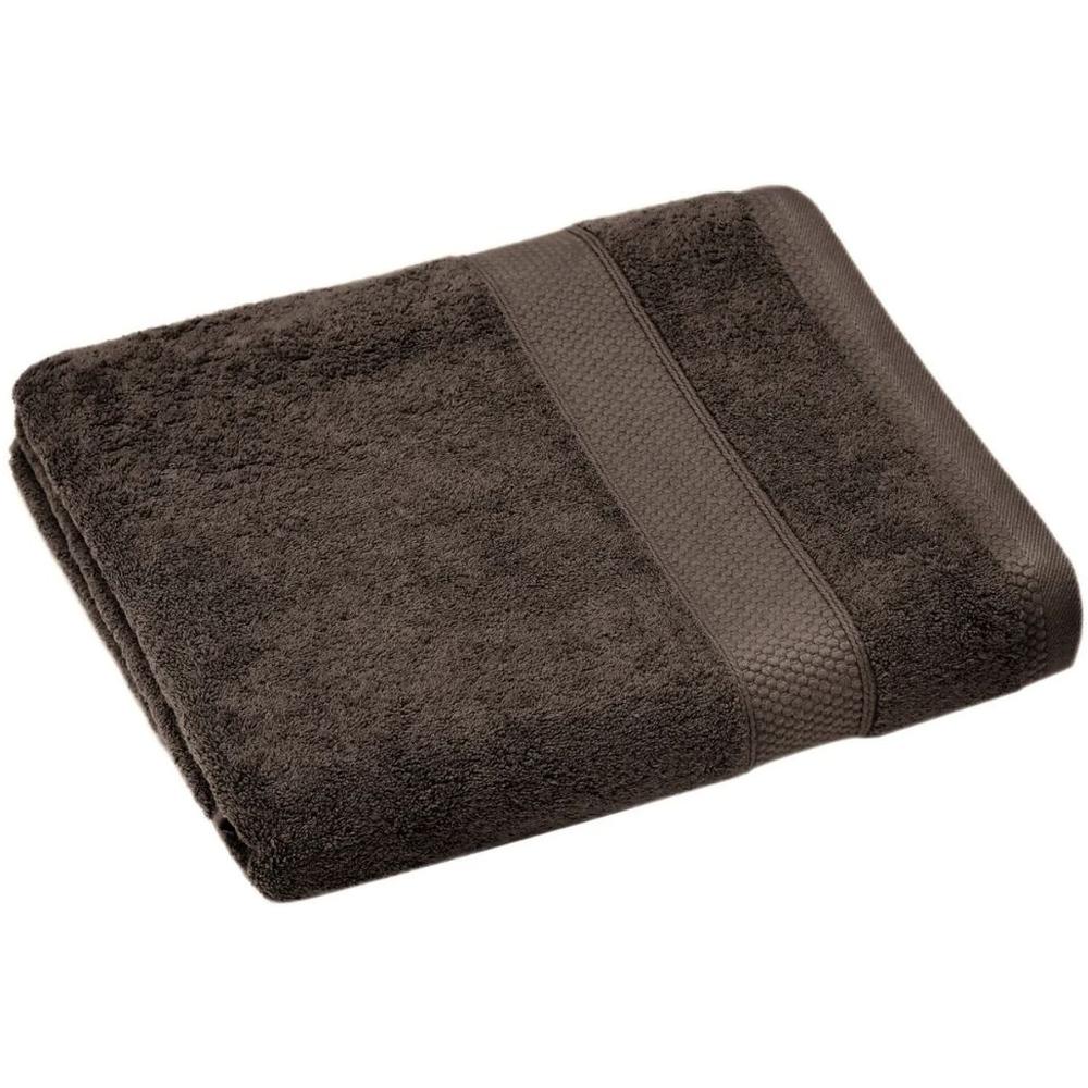 [727261] Serviette de Bain Marron Clair Uni Coton Bio Tex Home 50x100 cm