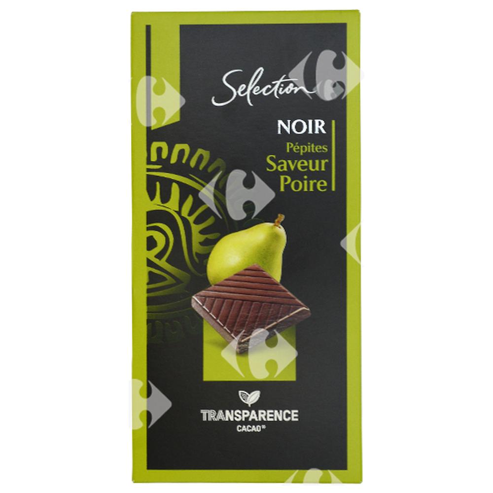 [457996] Tablette de Chocolat Noir Saveur Poire Carrefour Sélection 100g