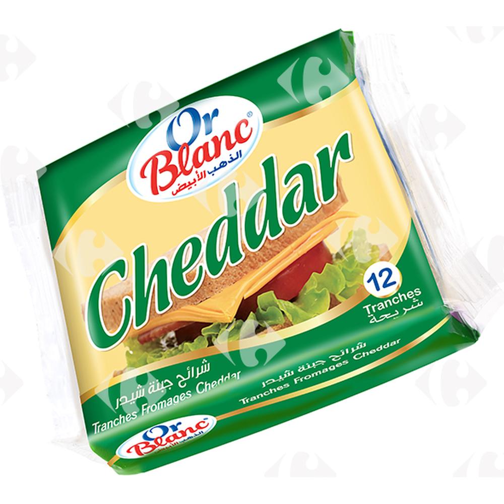 [364874] Tranches de Fromage Fondu au Cheddar Or Blanc 200g.